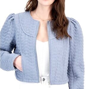 NWT Avec Les Filles Blue Quilted Jacket Size XS